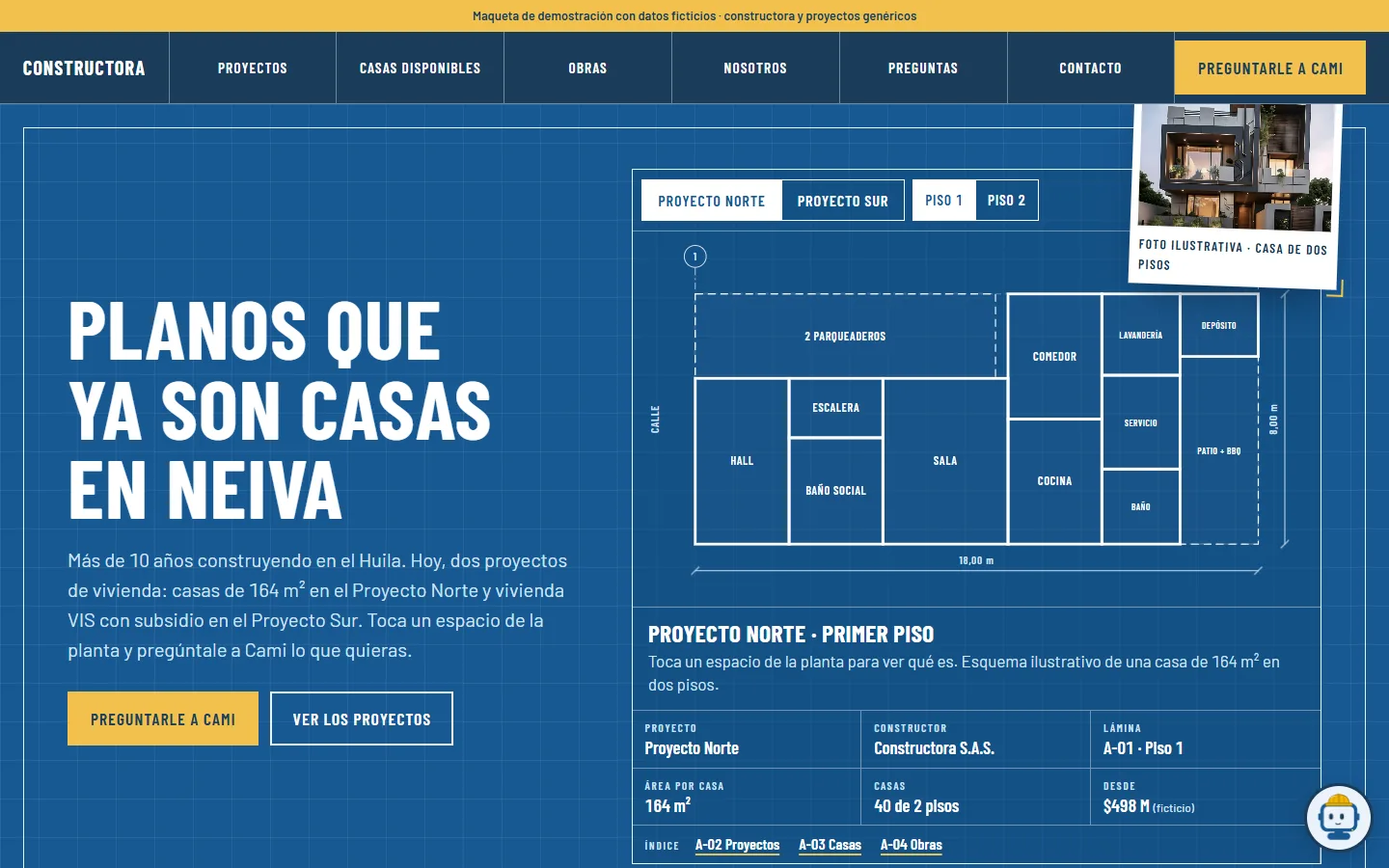 Captura del proyecto Sitio y asistente para constructora