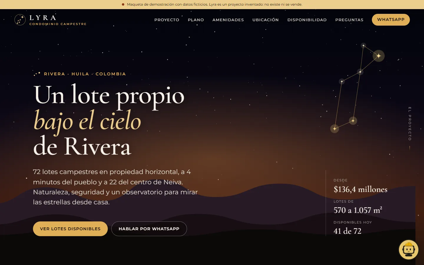 Captura del proyecto Lyra Condominio Campestre
